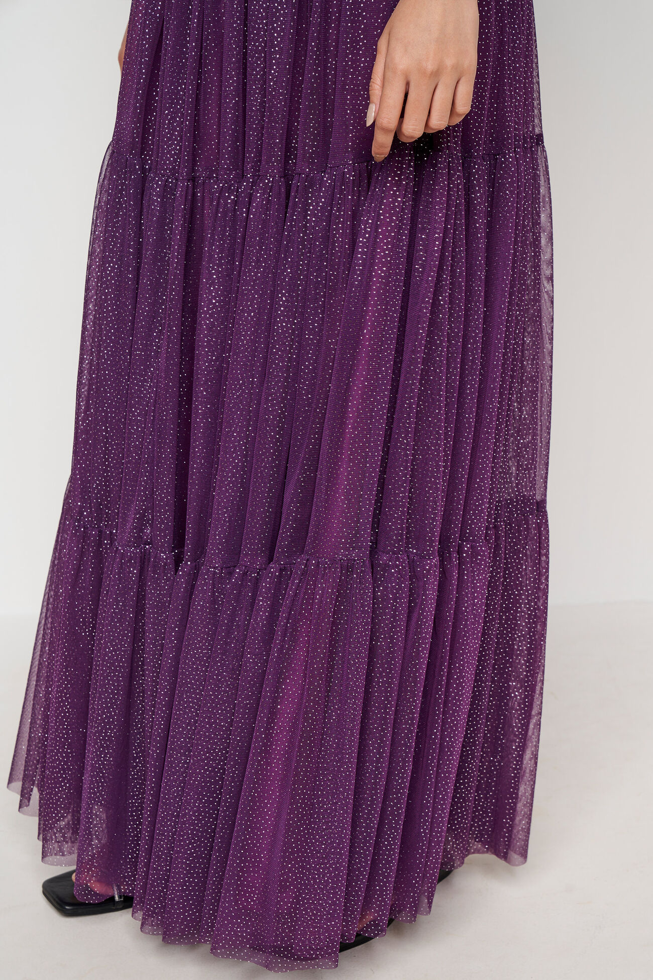 Purple Foil Print Flared Skirt, Purple, image 6